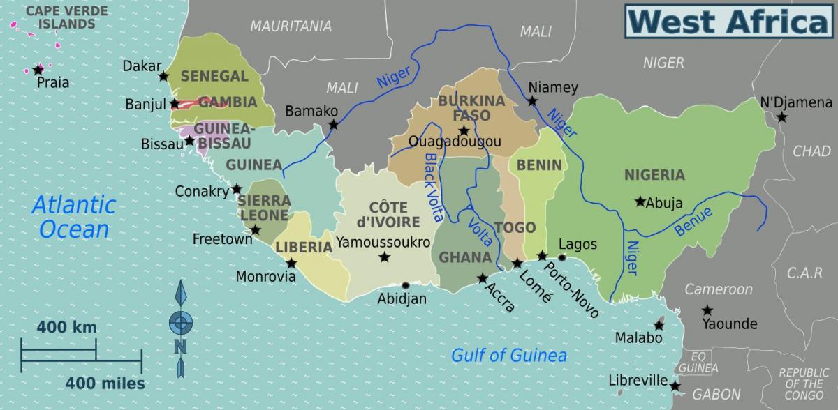 Карта Гана Западне Африке