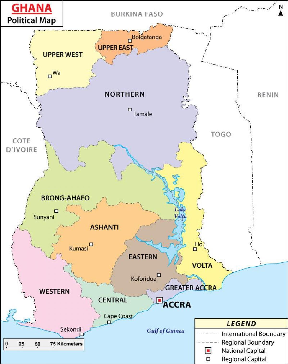 Мапа политичких Гана